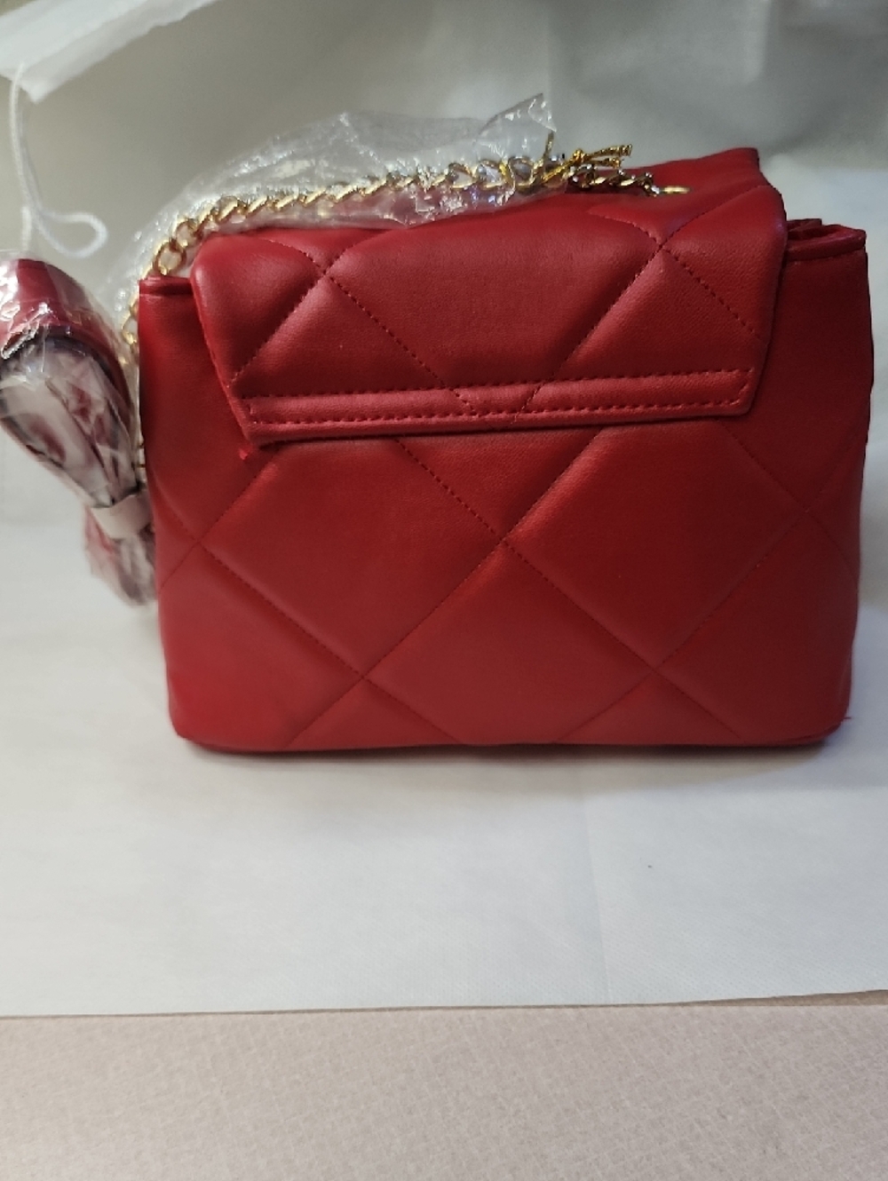 bebe Quilted Crossbody Bag in Red with Gold Hardware New With Tags - Picture 4 of 10